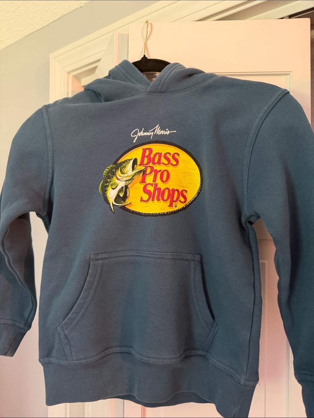 Bass Pro Shops Kids Hoodie in Slate Blue with Yellow Logo